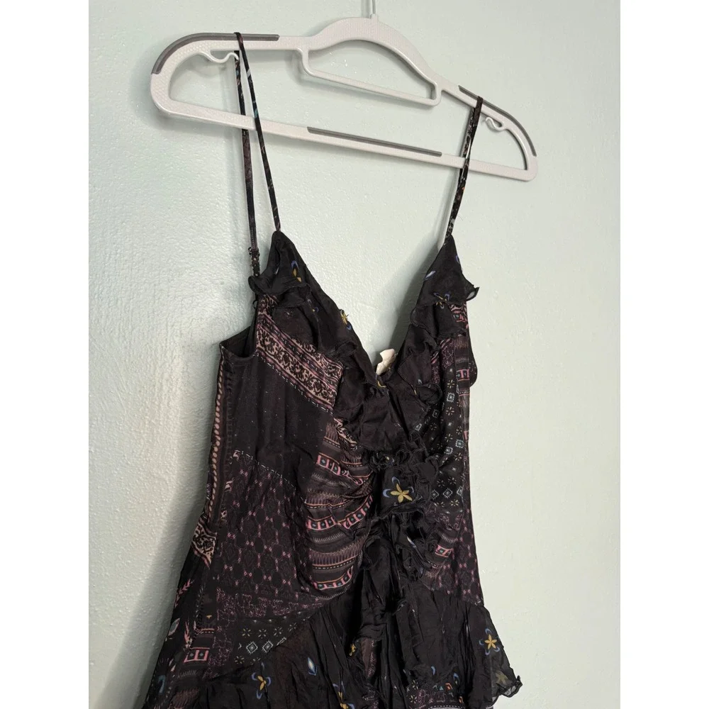 Anthropologie‎ Let Me Be Sheer Printed V-Neck Midi Dress boho Gypsy